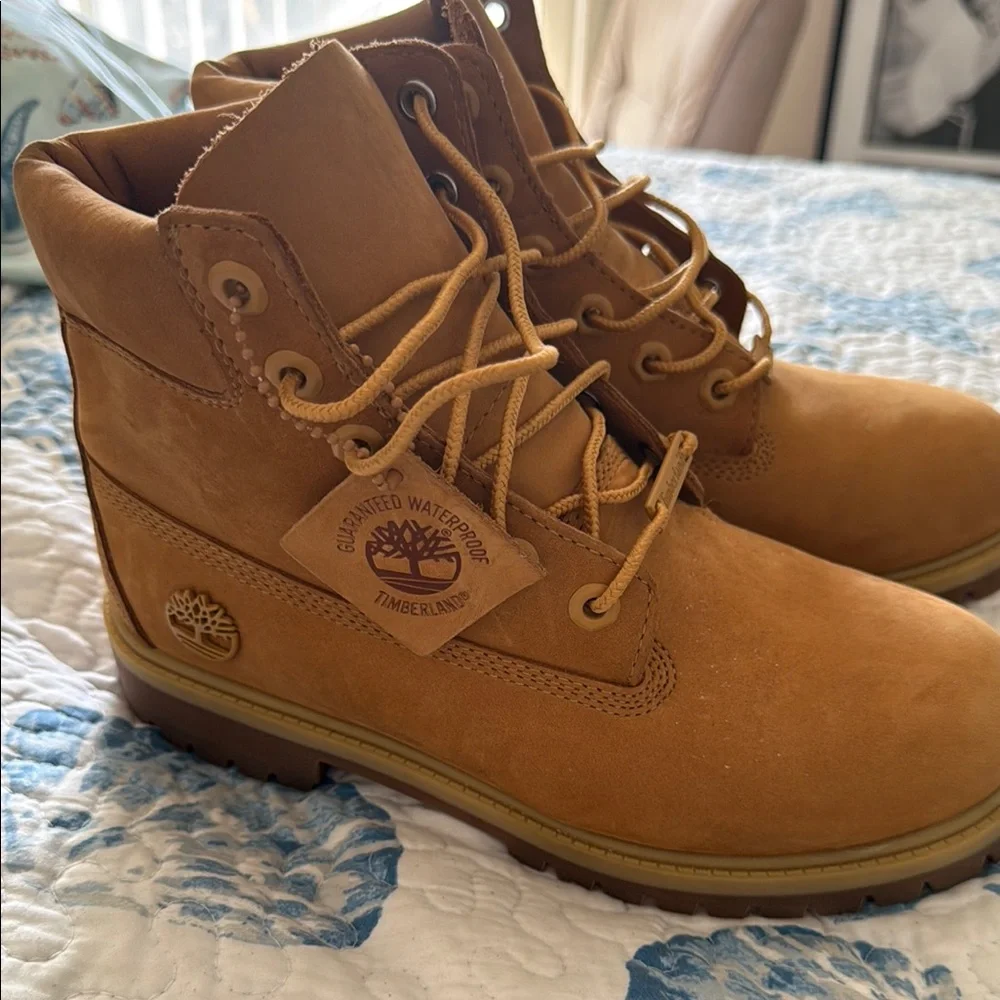 Timberland Tan Leather Boots 🥾 5.5 SZ UNIEX - Picture 8 of 10